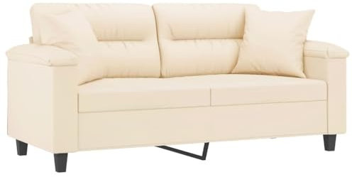vidaXL Sofa 2 Sitzer, Couch mit Kissen, Liegesofa für Wohnzimmer, Polstersofa Sessel Relaxsofa Loungesofa Relaxcouch, Beige Mikrofasergewebe