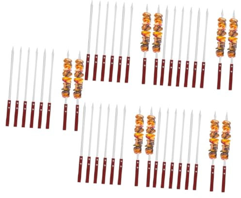 SUPVOX 30pièces Brochettes Acier Pour Barbecue Brochettes Plates Réutilisables Pour Et Légumes Pour Camping Et Activités De Plein Air