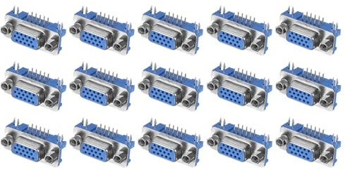 sourcing map VGA Connector VGA15 Female Socket 15-pin 3-Row Female Serial Port Terminal Breakout for Mechanical Equipment CNC Computers Pack of 15