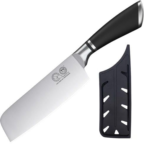 XYJ acciaio inox giapponese Nakiri coltello con copertura, 6,5 pollici coltello vegetale, lama affilata, cucina professionale chef coltello da cucina, mannaia per il taglio della carne