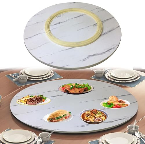 Plateau tournant Lazy Susan en bois pour table de salle à manger ronde Ø 60 cm rotatif à 360 ° Plateau de service facile à atteindre avec base pivotante Aucune installation nécessaire Bois blanc