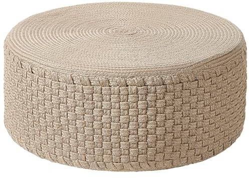 Outdoor Pouf beige ⌀ 70 cm rund handgewebt für Garten Accessoires Mithi
