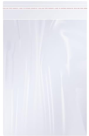 Clear Cellophane Bags Long Self Adhesive Cello Bags 50µm Self Sealing OPP Plastic Bags for Bakery Cookies Candies Jewelry Crafts Candles Party Decorative (100, 40cm x 50cm)