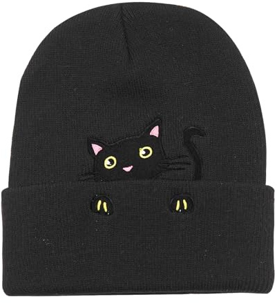 YAMEIZE Katzen Mütze Strickmützen für Damen - Herren Cat Mütze Katze Winter Schädelmütze Warme Outdoor