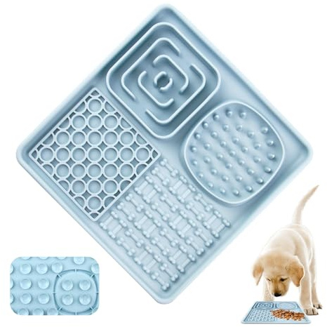 Hugwait Blue Lick Mat for Dogs & Cats, 4-in-1 Slow Feeding & Anxiety Relief, BPA-Free Silicone, 38 Suction Cups
