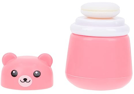 QUMIIRITY Cartoon Bär Babypuderdose Mit Weicher Puderquaste Tragbare Leere Talkumpuderbox Aus Robustem Material Kompakt Und Hautfreundlich Für Reisen Und Babypflege