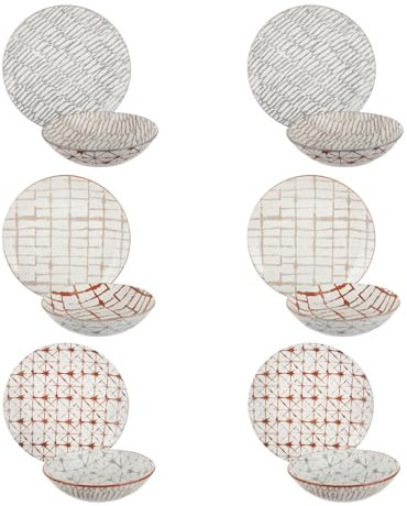 Set di 12 piatti in porcellana con decorazioni New Soho