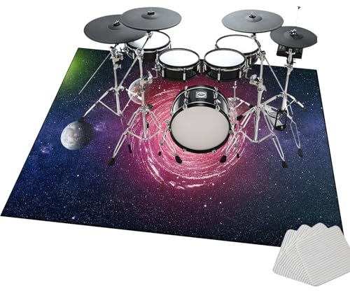 Alfombra para Batería y Percusión, Alfombra Profesional Rectangular de Jazz para Caja Bombo Baterías Acústico Tambor y Otros Instrumentos Antideslizante, 140 x 100 cm Alfombra de Tambor Insonorizada