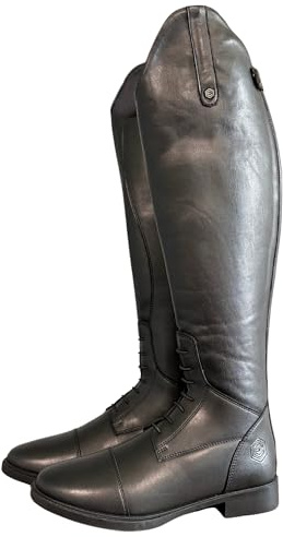 Athena Tall Laced Riding Boots for Women – Synthetic Vegan Leather, Stretch Calf, Zip-Up, Non-Slip Sole – Standard & Wide Fit (Black, UK Footwear Size System, Adult, Women, Numeric, Medium, 6)