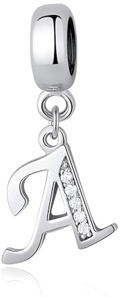 FLUFLO Charm Anhänger Damen Buchstabe A-Z für Armband 925 Sterling Silber Charms Beads passend für Pandora Armband und Halskette, Kompatibel mit Europäischen Armbänder für Frauen Mädchen X238