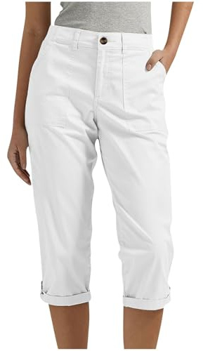 Leichte Sommerhose Damen,Caprihose Damen Sommer Sport Dreiviertel mit Taschen Laufhose Cargohose Atmungsaktiv Outdoor Sporthose Wanderhose Leicht Bequem Stretch Sommerhose Trekkinghose (Weiß,XXL)