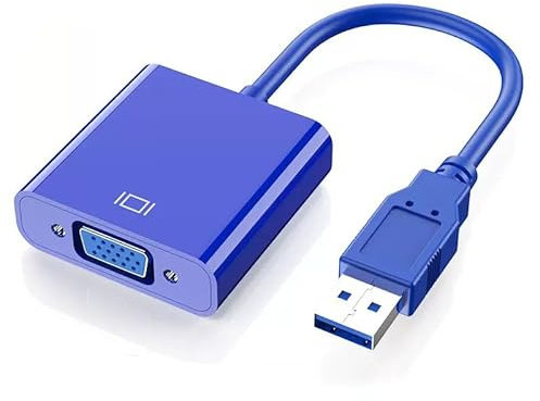Hanprmeee USB to VGA Adapter, USB 3.0/2.0 to VGA Adapter Multi-Display Video Converter- PC Laptop Windows 7/8/8.1/10,Desktop, Laptop, PC, Monitor, Projector, HDTV. No Need CD Driver. (1Pack)