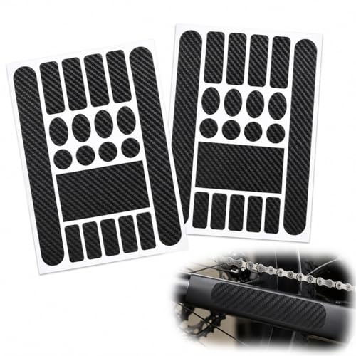 2PCS Bike Stickers - Frame Protection Tape - Carbon Fiber Frame Guard - Scratch-Resistant for Mountain Bike Road Bike - Self-Adhesive (Black)