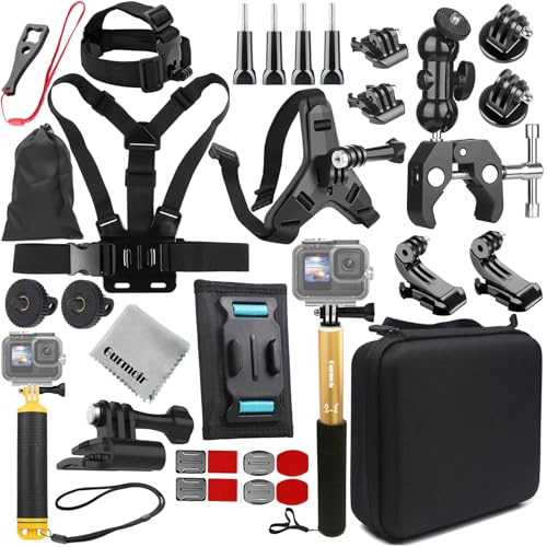 Gurmoir Zubehör Kit für Gopro Hero 13/12/11/10/9/8/7/6/Go Pro Max 2/DJI Osmo Action 6/5 pro/4/Insta 360 X5/X4 und mehr Action Kamera(DT18)
