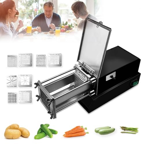 Electric French Fry Cutter, Stainless Steel Potato Chipper for Commercial and Household Use, Efficient Vegetable Slicer for Carrots and Sweet Potatoes