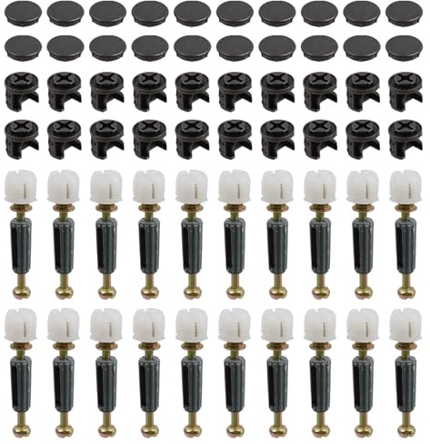 FarBoat 20 Set Cam Lock Nuts and Cams Screws Zinc Alloy 3 in 1 Cam Connector Bolt Fittings Fasteners Hardware Parts Cams Locks for Furniture Connecting, 0.46/11.8mm
