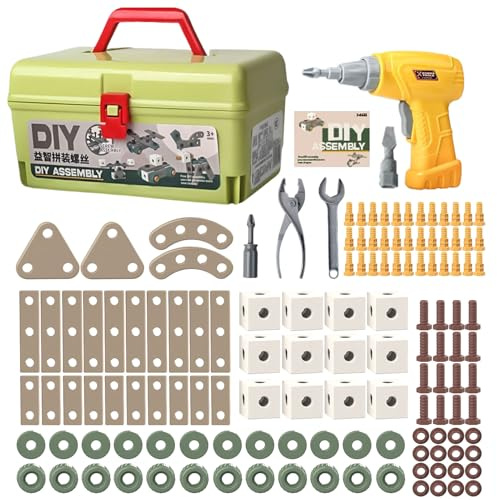 Kids Drill Toy Set - Educational Construction Tools for and Boys | Learning Activity for Birthday, Christmas, Workshop Table, Party Play, and Home-Based STEM Skill Building