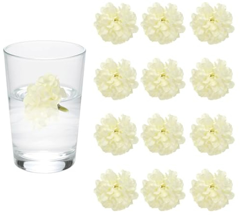 QUARKZMAN 12Pcs Fleurs Flottantes pour Centres De Table Têtes De Fleurs | Blanc Pour Bougies Flottantes Remplissage De Vases Décoration Pour Fête Maison, En Soie Artificielle Hortensia