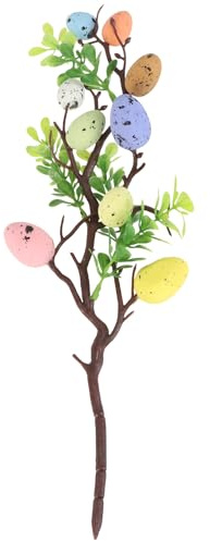 Didiseaon Easter Flower Egg Picks: Artificial Eggs Stems Decorative Spotted Foam Branch Fake Pick Bouquet Ornament Colorful Simulation Plant Decoration Easter Party Decor DIY Ornament