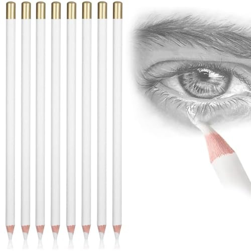 XENQITO 8 Pezzi di Bianco Gomma Matita Morbido Facile da Trasportare e Tenere in Mano Gomma Penna per Artista con Precisione per Schizzi, Illustrazioni Disegni a Carbone per Artisti e Principianti
