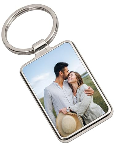LASERO'’ Portachiavi Personalizzato con Foto in Metallo – Portachiavi con Foto Personalizzata 3x7,5 cm - Stampa Sublimatica – Idee Regalo per Lui e per Lei, Fidanzati, Anniversario
