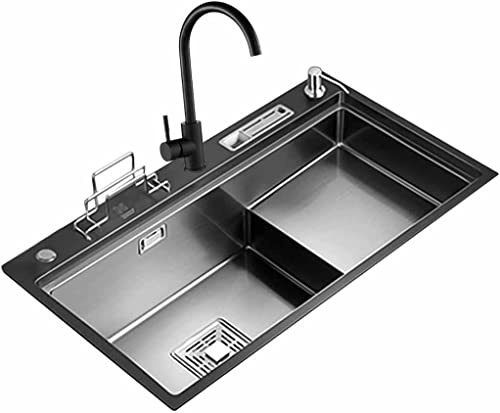 Lavello da cucina in acciaio inossidabile con rubinetto multifunzionale - Organizzazione efficiente dell'area umida con design a scala
