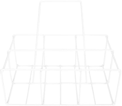 Happyyami White Iron Milk Bottle Storage Rack with Waterproof and Practical Features, Portable Bottle Carrying Basket for Kitchen and Outdoor Use