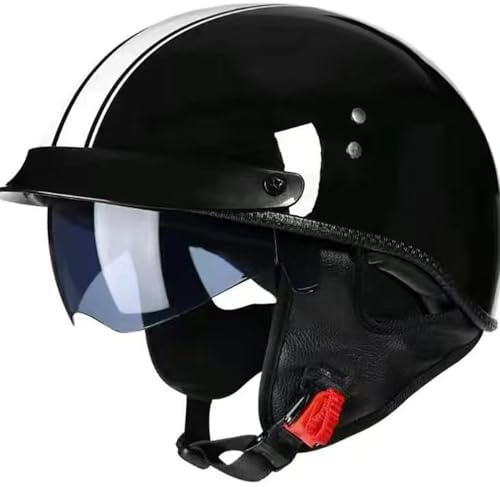 Caschi Cromwell Retrò Caschi Moto Jet E Demi-Jet Con Visiera Mezzo Casco Scodella Portatile ECEDOT Omologato Aperto Casco Scooter Unisex Elmetto Scodella Resistente All'usura C,XXL:63-64CM