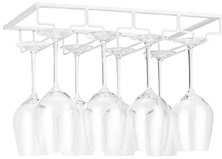 FOMANSH Weinglashalter unter dem Schrank, Gläserhalterung für Weingläser Stielgläser, hängender Weinglasregal aus Metall, Gläser-Aufbewahrung für Küche, Bar und Restaurant, Braun
