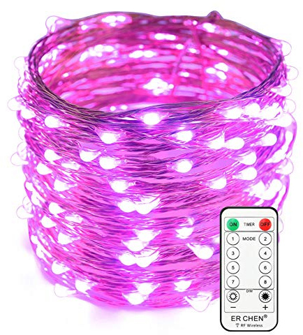 ER CHEN 20m LED Lichterkette, Lila 200 LEDs auf flexiblem Kupferdraht, IP44 Wasserdicht 8 Modi dimmbare Lichterketten mit Stecker und Fernbedienung Timer, Innen Außen Deko für Weihnachten Party
