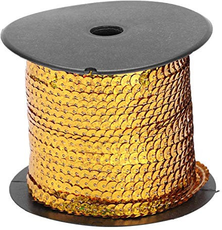 100 Yard Paillette DIY Paillettenband Flachen Paillette Trim Glänzende Paillettenbänder für Bastelprojekte, Tanzbekleidungen(#gold)