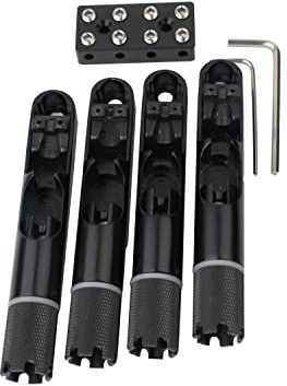 Guyker 4 Pieces Single String Fan Bass Bridge - Headless Fixed Fanned Bridges for Electric Bass Black