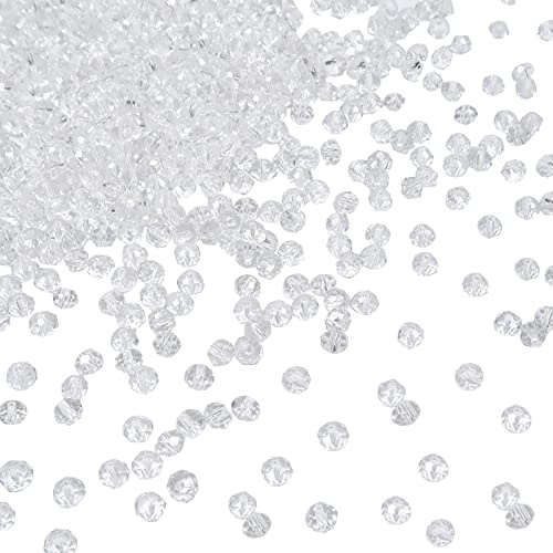 TOAOB 1050pcs Glass Beads 4mm Clear Rondelle Faceted Spacer Beads | Jewelry Making, DIY Craft Project, Bracelet Necklace Phone Lanyard, Decorations