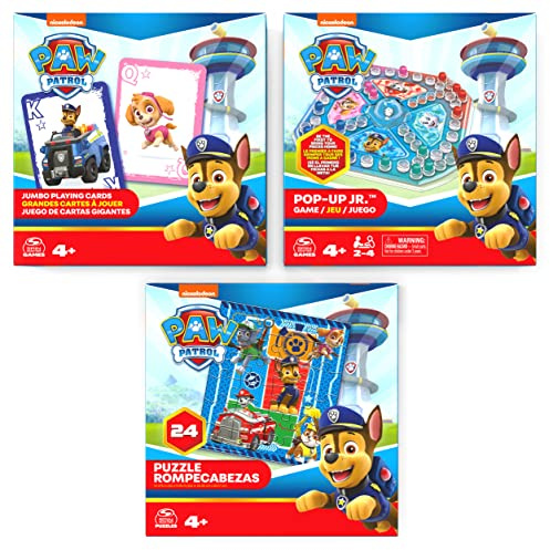 Paw Patrol - Game Bundle with Jumbo Cards - Pop-Up Game and 24 Piece Puzzle