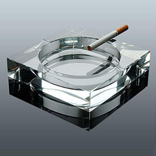 Cenicero de vidrio azul adecuado para decoración interior y exterior, transparente, redondo, ideal para el hogar, oficina, bienvenido a comprar (Tamaño: E), Tamaño: C (Tamaño: B)
