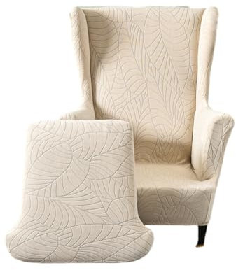 rongweiwang Stretch Bezug für Ohrensessel, breite Anwendung, hohe Elastizität, Stretch Spandex Sofabezug für Ohrensessel, Polyester Sesselbezüge, Beige