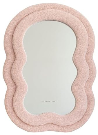 Flamingueo Väggspegel - Vågig Spegel, Asymmetrisk Spegel, Dekorativ Väggspegel, Rumsdekoration, Bordsspegel, Väggdekoration, Wavy Mirror, Wall MIrror