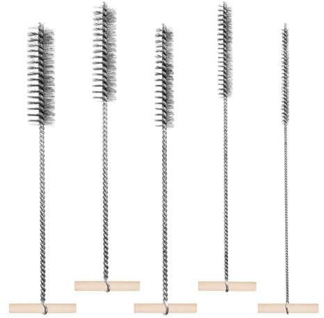 KATLINNA 5 Stück Bohrlochbürste 8mm/12mm/16mm/20mm/25mm Rohrreinigungsbürste Set Drahtbürste Rund Edelstahl Lochbürste Reinigungsbürste für Schlagbohrmaschinen, Effiziente Bohrlochreinigung
