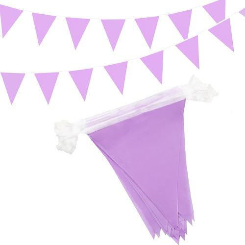 Banderole Violette de 15 m, 42 bannières triangulaires en Tissu pour intérieur et extérieur, Anniversaire, fête prénatale, Mariage, Jardin, décorations de fête à la Maison