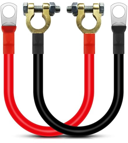 lcyen Autobatteriekabel, 2 AWG, 50 cm, 35 mm², 12 V, Kupferdrähte mit Ringklemme, Kupferdraht für Auto, LKW, Motorrad, Solar, Wohnmobil, Marine, verfügbar, 2 Stück