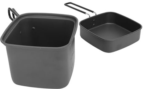 Pyhodi Aluminium-Hängetopf, 2 Stück, Tragbarer Campingtopf mit Deckel, Ultraleichter Outdoor-Kochtopf, Kochgeschirr für Camping, Wandern, Picknick, Reisen, Campingtopf-Kochgeschirr-Set