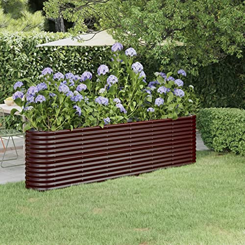 Somanki Hochbeet Pulverbeschichteter Stahl 260x40x68 cm Braun, Palettenrahmen, Hochteich, Gemüsebeet, Kräuterregal Balkon, Blumenbeet, Kräuterspirale, Tomatenbeet, Pflanzhochbeet - 318905
