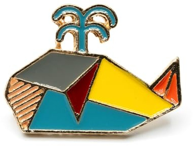 Miniblings Wal Origami Brosche Pin Emaille Tier Meer geometrisch modern | Statement am Revers, montiert in Berlin, sorgfältig von Hand montiert