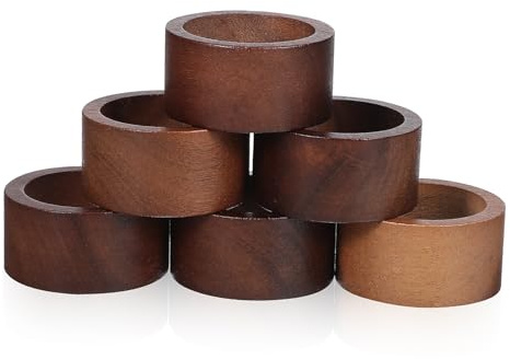 TIDTALEO 6 Anillos de Servilleta de Madera Redondos, Ligeros y Compactos, Servilleteros Elegantes para Cenas Familiares y Eventos de Boda