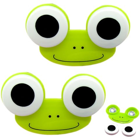 Estuche para lentes de contacto de 2 piezas 3x2x1 Estuche de viaje para lentes de contacto con forma de rana de dibujos animados con ojos grandes adorables, lindo práctico para el hogar y los viaje