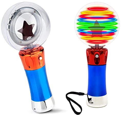 Fictory Bacchetta magica incandescente con spettacolo di luci rotanti, 19,1 cm, palla luminosa giocattolo per feste per bambini, concerti e spettacoli, giocattolo sensoriale interattivo a LED
