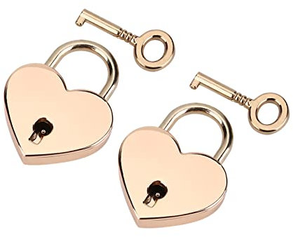 2pcs Lucchetto con chiave, a forma di cuore scheletro chiave con serratura, zinco metallo lucchetto per bagagli Diary Jewelry Box Rose Gold