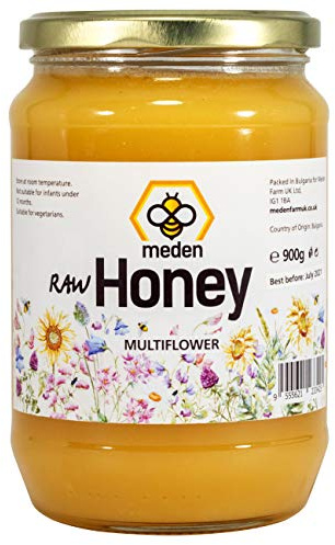 Meden 100% reiner roher Honig - Wildblumen - polyfloral - ungefilterter ungeheizter ungeheizter unpasteurisierter kristallisierter Honig (900g)
