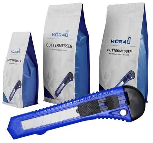 10x kör4u Cuttermesser, 18mm Abbrechklingen, Teppichmesser, Kartonmesser, Mehrzweck Messer, Allzweckmesser, Messer für Schneidearbeiten