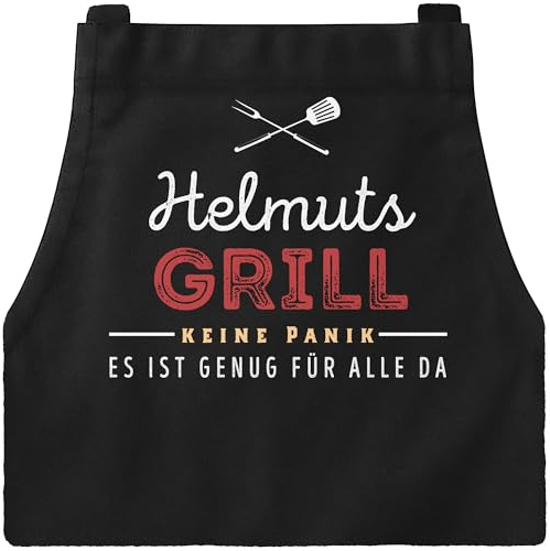 MoonWorks® Grill-Schürze für Männer mit Spruch personalisierbar hier grillt eigener Name persönlich Grillen Geschenk Baumwoll-Schürze Küchenschürze